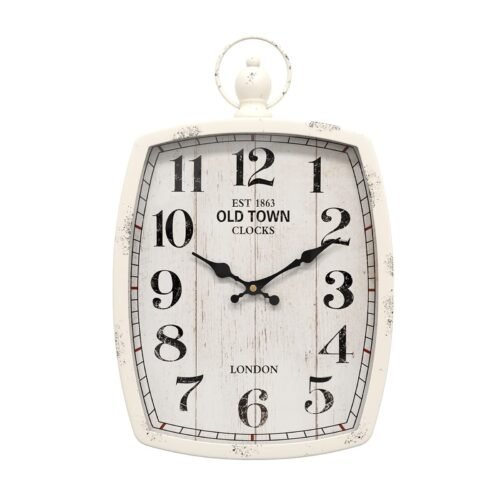 Menterry Rectangle Retro Large Wall Clock, Old-Fashioned Vintage Design, Whit...