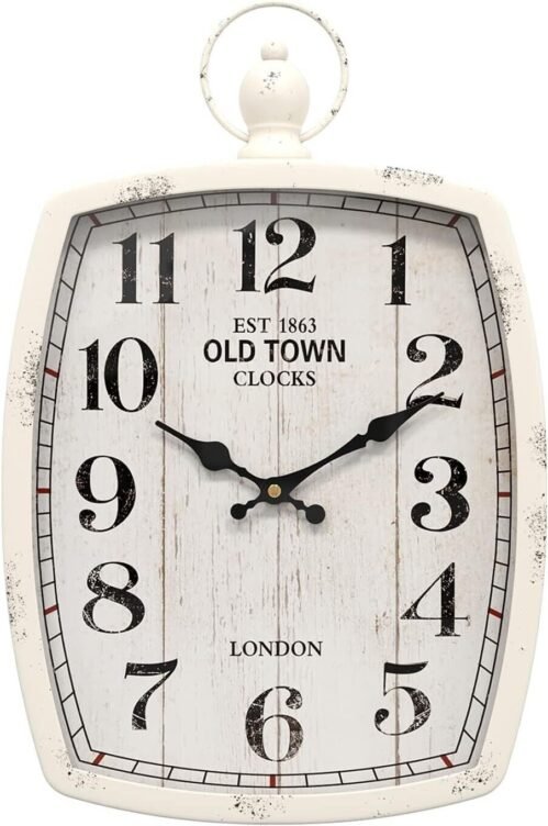 Menterry Rectangle Retro Large Wall Clock, Vintage Antique Style, Battery