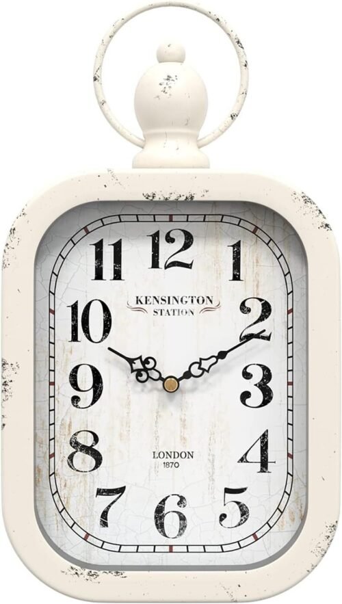 Menterry Rectangle Retro Large Wall Clock, Vintage Antique Style, Battery