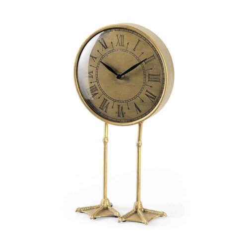 Mercana Chadwick Brass Antiqued Metal Duck Leg Table Clock