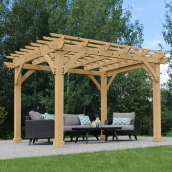 Meridian 10 ft. x 12 ft. Cedar Backyard Pergola with Stylish Architectural...
