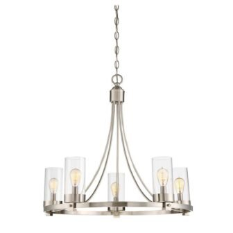 Meridian 26 in. W x 23 in. H 5-Light Brushed Nickel Chandelier...
