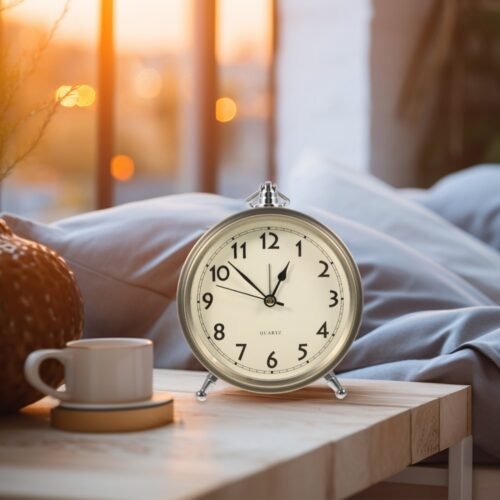 Metal Alarm Clock Roman Numerals Table Bedside Silent Alarm Clock Sweep Seconds