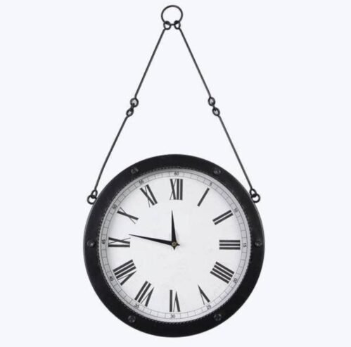 Metal and Wood Round Wall Clock