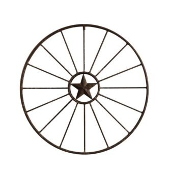 Metal Brown Wagon Wheel Wall Decor