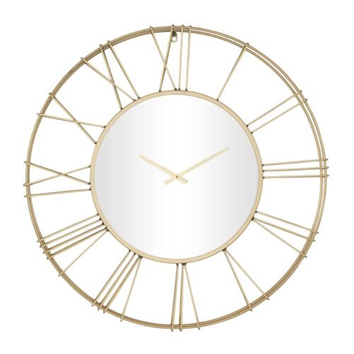 Metal Decorative Wall Clock Open Frame Wall Clock for Home with Center Mirror...