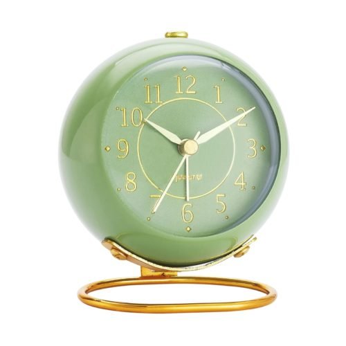 Metal Desk Clock Retro Bedroom Table Vintage Analog Alarm Clock Silent Non-Ticki