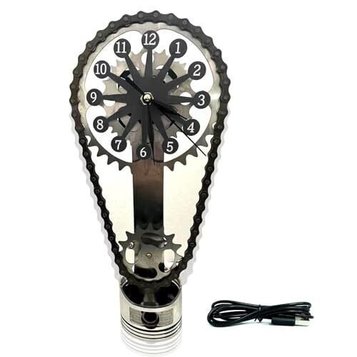 Metal Edition Rotating Gear Clock, Creative Timing Chain Clock Shelf Clock, 3...