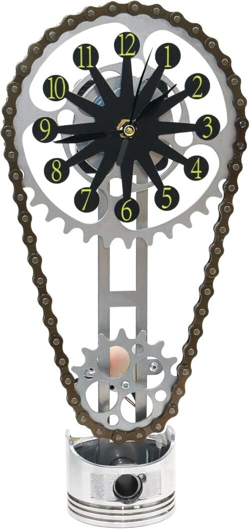 Metal Edition Rotating Gear Clock, Creative Timing Chain Clock Shelf Clock, 3...