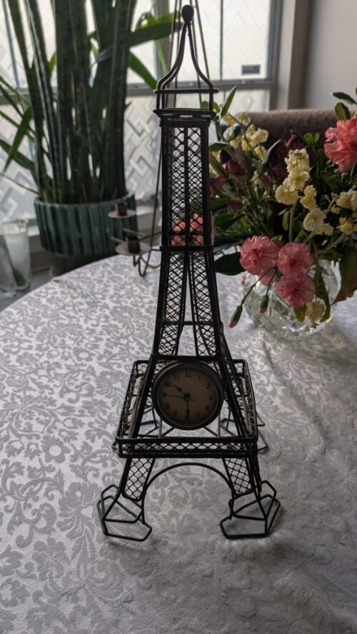 Metal Eiffel Tower Clock Quartz Battery Powered None Working,Decor 18 " High