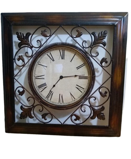 Metal Frame Analog Wall Clock Beautiful Scrollwork
