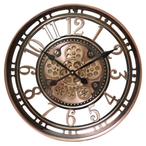 Metal Gear Wall Clock Vintage Art Living Room Decoration Creative pointer Quartz
