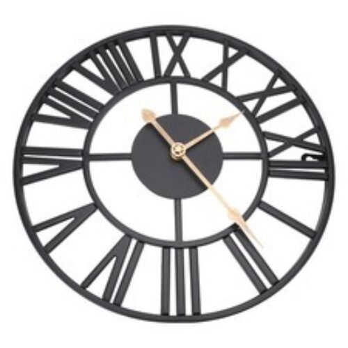 Metal Large Wall Clock Elegant Round Iron Wall Clock for Living Room