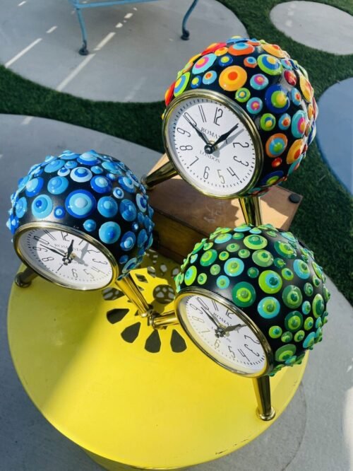 Metal Orb Table Clock w/Drops. Mid Century Modern