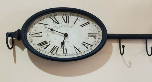 metal oval wall clock grand hotel de paris since 1912 with 3 hooks