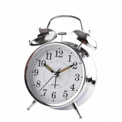 Metal Twin Bell Alarm Clock, Double Bell Alarm Clock, Chrome Finish Mechanical