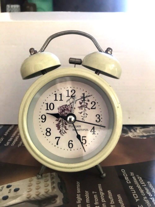 Metal Twin Bell Alarm Clock Vintage Bedside Analogue Table