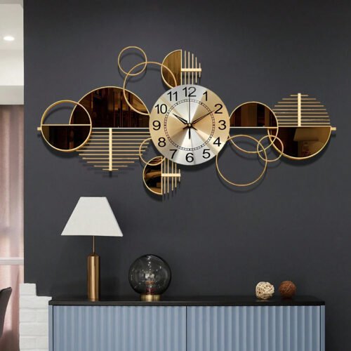Metal Wall Clock Decorative 3D Metal Wall Art Clock For Living Room Bedroom Cre