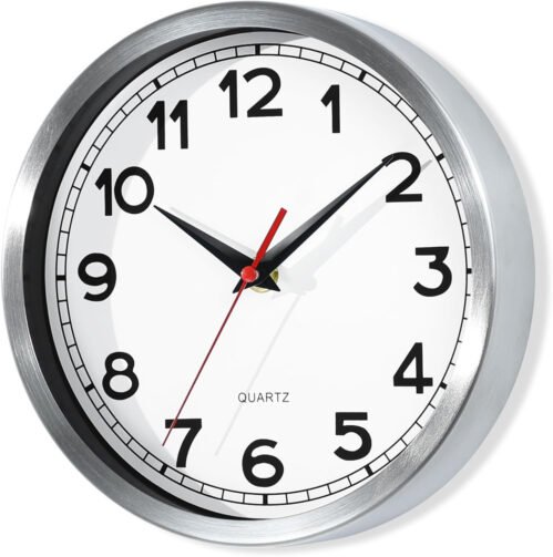 ® Metal Wall Clock Silent Non-Ticking, 8 Inch Modern Quartz Battery Operated Clo