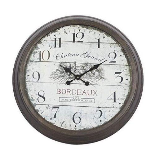 Metal Wall Clock with Bordeaux 28" x 4" x 28" Brown