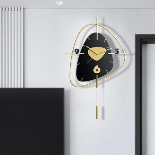 Metal Wall Clock with Iron Frame Decoration Modern Style 25.2 * 16.8 inches