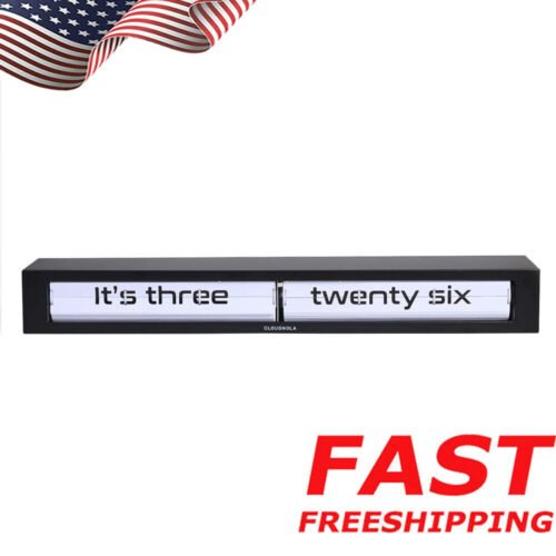 Metal Wall & Desk Flip Clock 24 in Wide Batter PVC Flips Digital Black & White