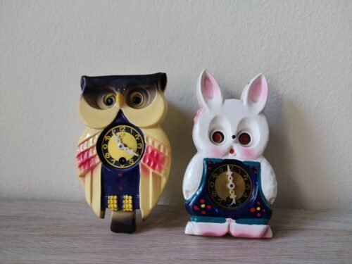 MI KEN OWL ND RABBIT CUCKOO Wall Clock Eyes Move