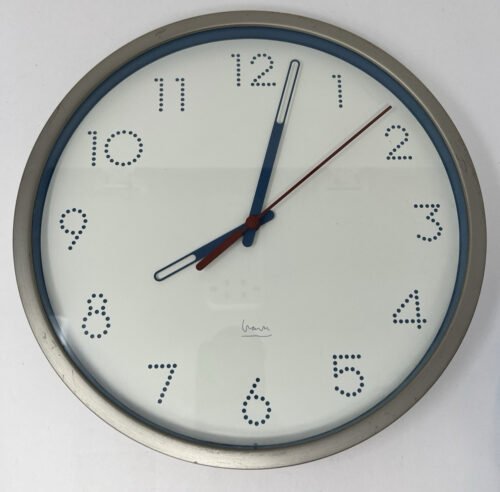 Michael Graves Analog 12" Wall Clock Blue White Perforated Arabic Numerals Satin