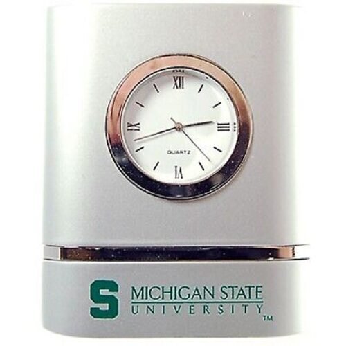 Michigan State Spartans Brushed Silver Desk Clock