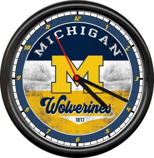 Michigan Wolverines College Football Team Uniform Graphic Sign Wall Clock