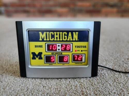 Michigan Wolverines Digital Scoreboard Desk Clock Time Date Room Temperature