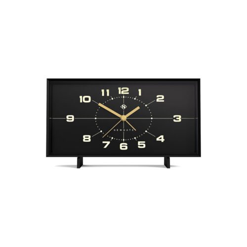 Mid-Century Retro inspired Wideboy Alarm Clock -Silent Sweep Black - New In Box