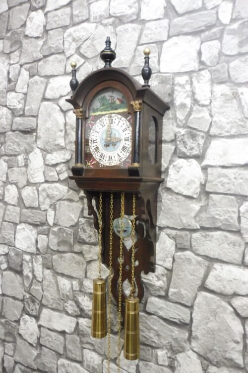Mid Century Dutch Wooden Wall Clock Old Clock Warmink (Schippertje)