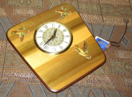 Mid Century Lanshire Duck Hunting Theme Trapezoid Electric Wall Clock NOS