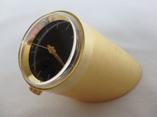 Mid Century Modern Desk Clock Wind-Up Swiss Honk Kong Movement Dial