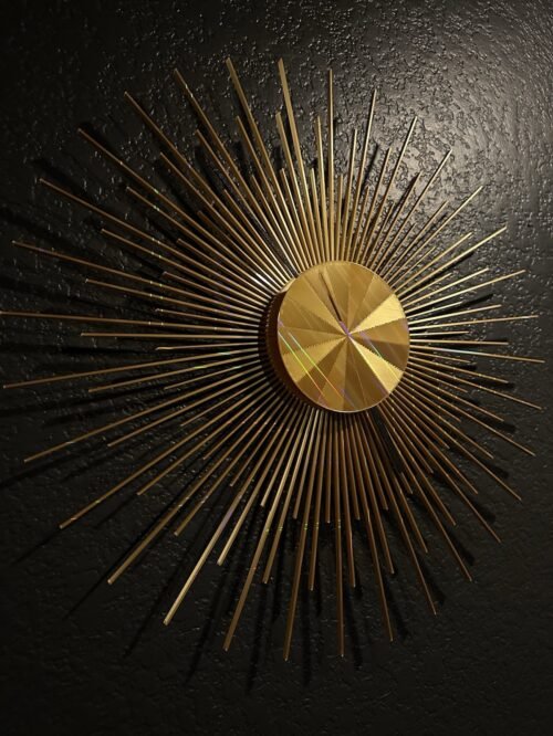 Mid Century Modern Gold 3D Printed Wall Clock – Handmade Unique Home Decor Gift