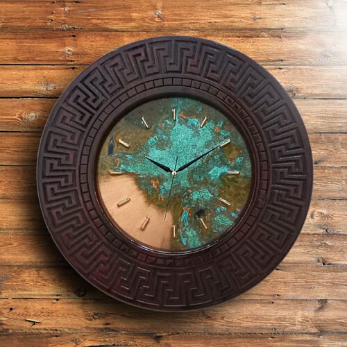 Mid Century Modern Large Wood & Copper Original Large Wall Clock Wall Decor