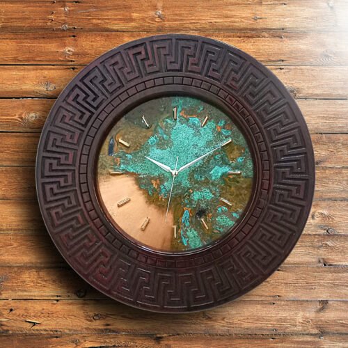 Mid Century Modern Large Wood & Copper Original Large Wall Clock Wall Decor