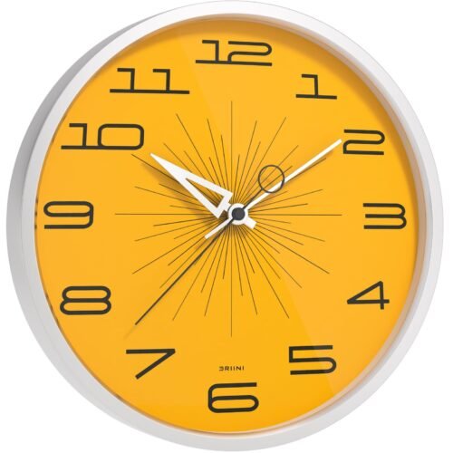 Mid Century Modern Wall Clock (12 Inch) – Silent Non-Ticking Retro Wall Clock...