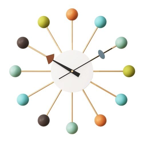 Mid Century Quartz Wall Ball Clock Multicolor Large Size, Decorative Modern S...