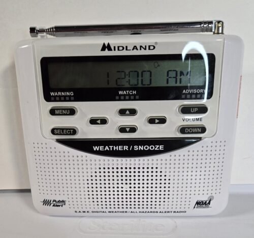 Midland Emergency Weather Alert Radio with Alarm Clock - White No Cord