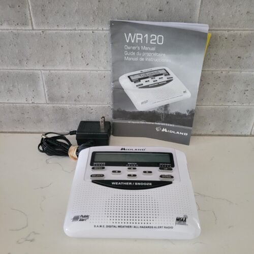Midland WR-120 Emergency Weather Alert Radio with Alarm Clock White Tested