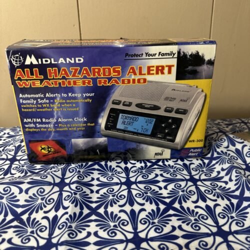 MIDLAND WR-300 AM/FM Alert Weather Radio, Alarm Clock, NOAA Public Hazards Alert