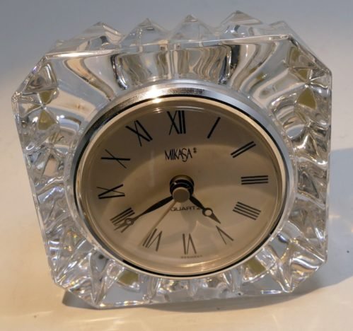 Mikasa Clear Crystal Quartz Movement Desk Clock made in Germany