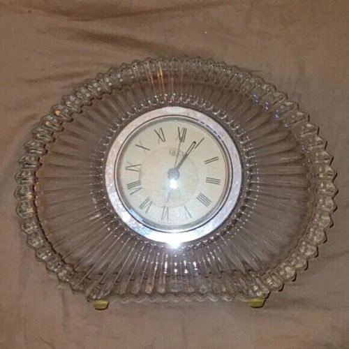 Mikasa Diamond Fire Crystal Desk Clock Made in Japan 8 1/8" WIDE & 5 3/4" HEIGHT