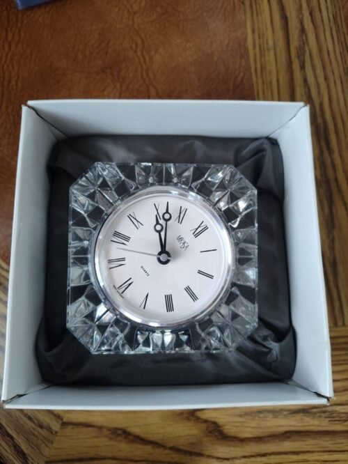 Mikasa Westminster Square Mantel Quartz Clock Lead Crystal Austria T8101/715