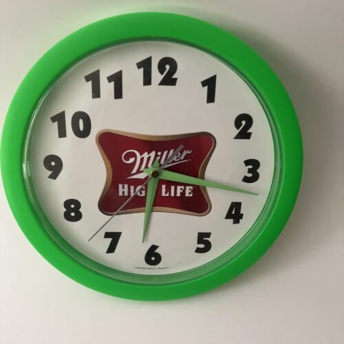 Miller High Life Analog Wall Clock Neon Green Man Cave