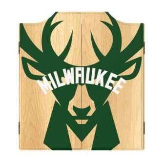Milwaukee Bucks Fade 20.5 in. Dart Board with Cabinet, Darts and Scoreboards