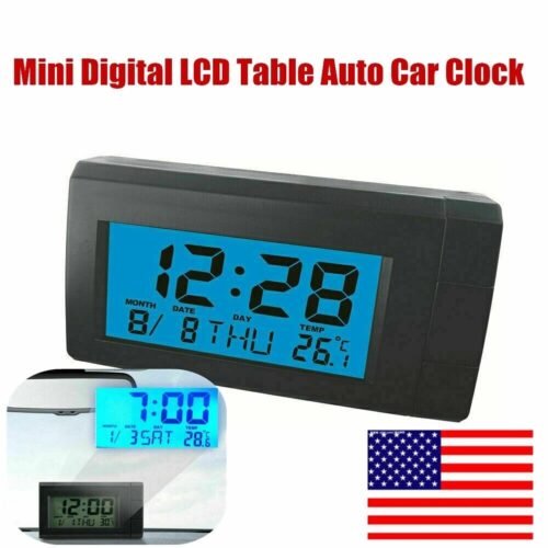Mini Digital LCD Table Auto Car Dashboard Desk Date Time Calendar Small Clocks