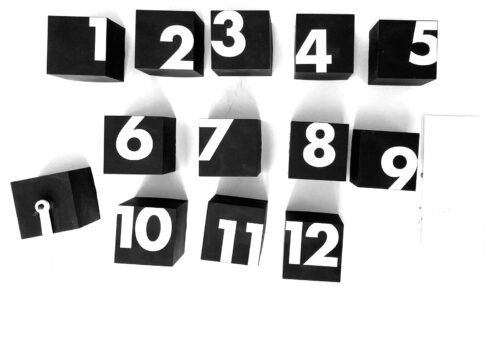 Minimalist Italian Wall Clock Progetti Modern Art Numbers Black White Type Font